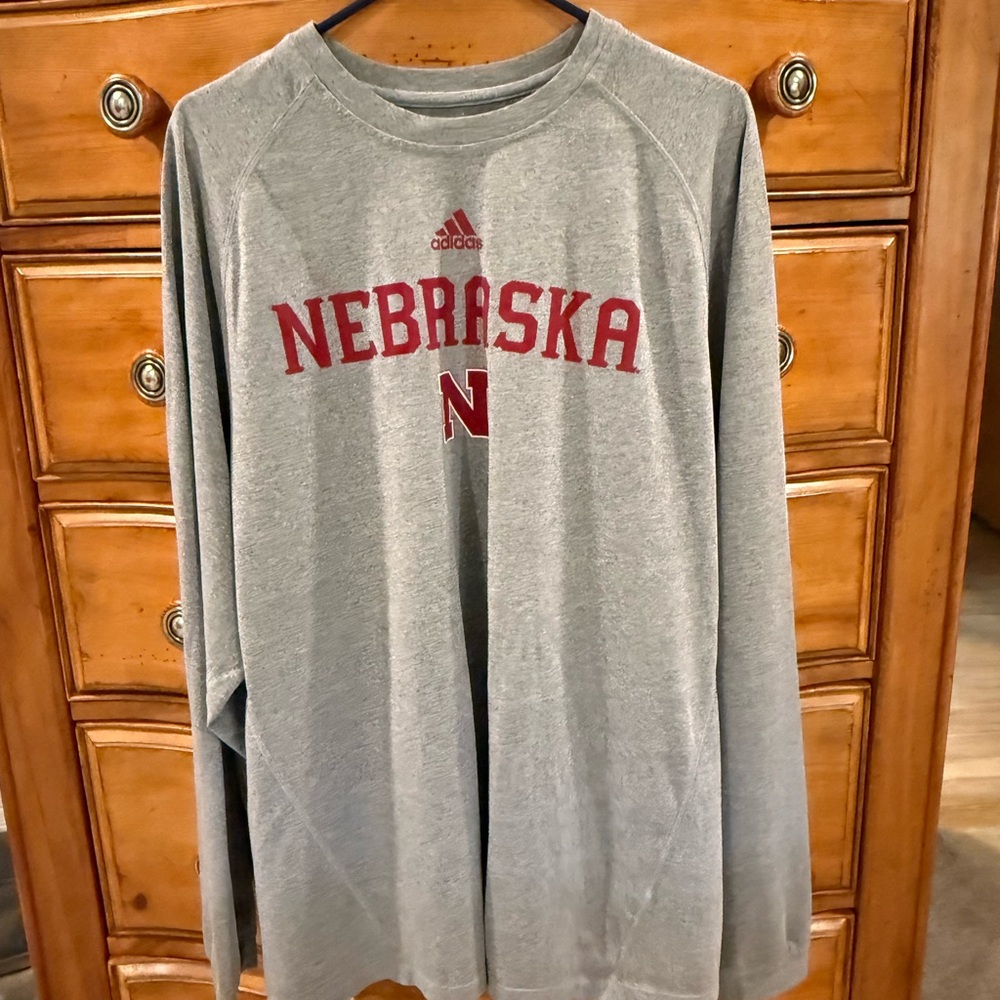 Adidas Nebraska Long Sleeve Gray Shirt